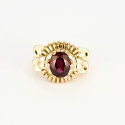Bague à godrons vintage et grenat rhodolite
