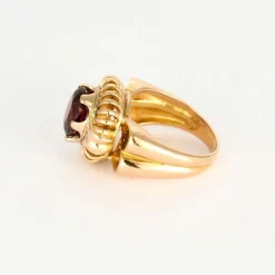 Bague à godrons vintage et grenat rhodolite