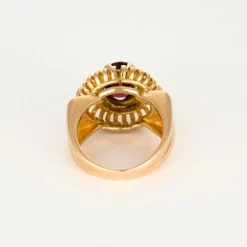Bague à godrons vintage et grenat rhodolite