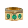 Bague 3 émeraudes serti clos or jaune
