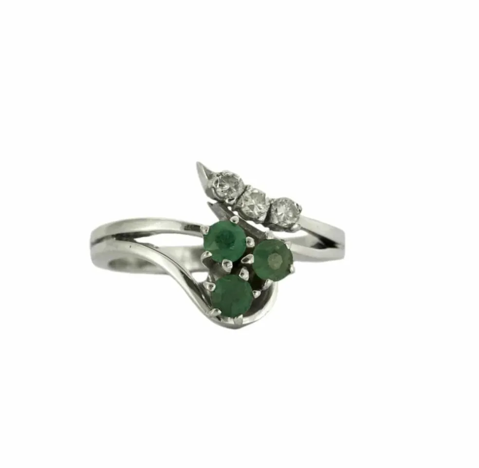 BAGUE " NOY" EMERAUDES DIAMANTS