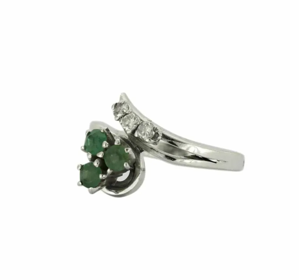 BAGUE " NOY" EMERAUDES DIAMANTS