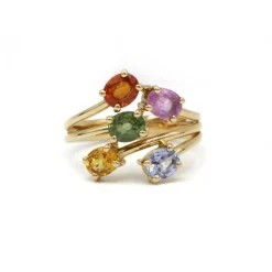 Bague - Or & Saphirs de Couleur