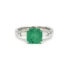 Bague - Or blanc émeraude & diamants
