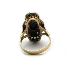 Bague - Or jaune, argent, saphirs et diamants
