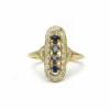 Bague - Or jaune diamants et saphirs