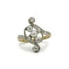 Bague - Or jaune, diamants et perle