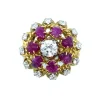 Bague 1960 or jaune diamants et rubis
