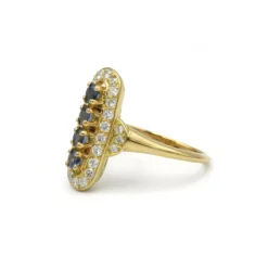 Bague - Or jaune diamants et saphirs