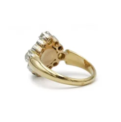 Bague - Or jaune, diamants et perle