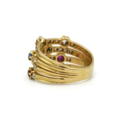 Bague - Or jaune, diamants, saphirs, rubis, émeraudes