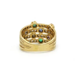 Bague - Or jaune, diamants, saphirs, rubis, émeraudes