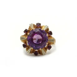 Bague - Or jaune et blanc et améthystes
