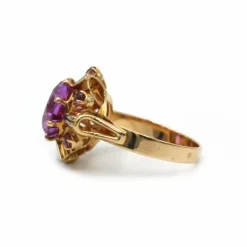 Bague - Or jaune et blanc et améthystes