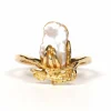 Bague 1970 or jaune et perle baroque