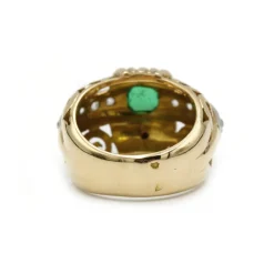 Bague - Or jaune émeraude et diamants