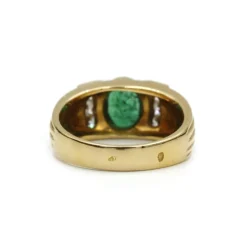 Bague - Or jaune émeraude et diamants