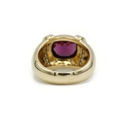 Bague - Or jaune rhodolite diamants
