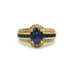 Bague - Or jaune saphirs et diamants