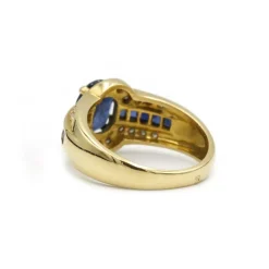Bague - Or jaune saphirs et diamants