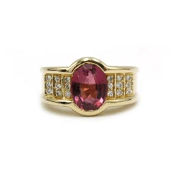 Bague - Or jaune tourmaline et diamants