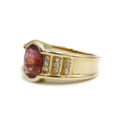 Bague - Or jaune tourmaline et diamants