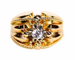 Bague 1950 Or Rose Diamant Torsade