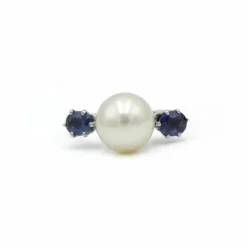 Bague - Or, Saphirs & Perle