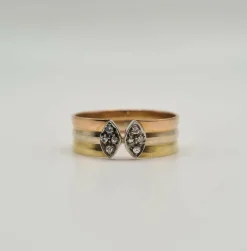 Bague 3 ors & diamants anciens