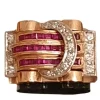 Bague 2 Ors Diamants Rubis