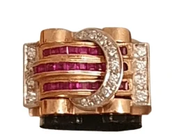 Bague 2 Ors Diamants Rubis