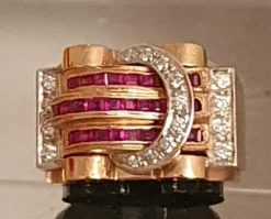 Bague 2 Ors Diamants Rubis