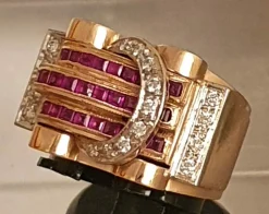 Bague 2 Ors Diamants Rubis