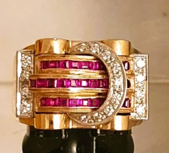 Bague 2 Ors Diamants Rubis