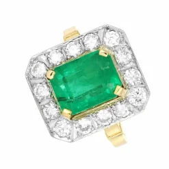 Bague 2 Ors Emeraude Diamants