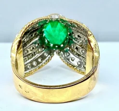 Bague 2 Ors Emeraude Diamants