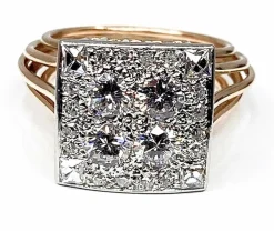 Bague 2 Ors pavée de Diamants
