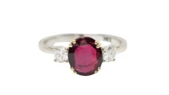 Bague 2 ors rubis naturel certifié et diamants