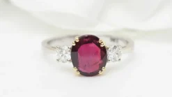Bague 2 ors rubis naturel certifié et diamants
