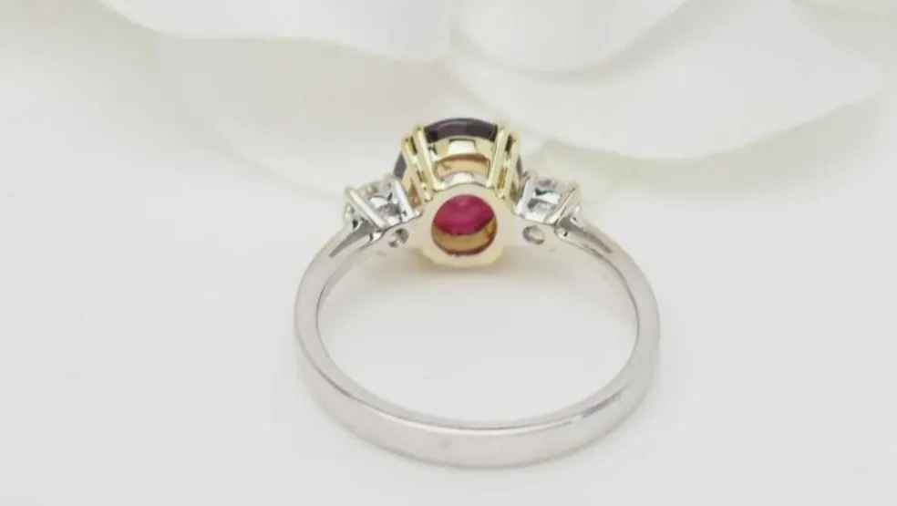 Bague 2 ors rubis naturel certifié et diamants