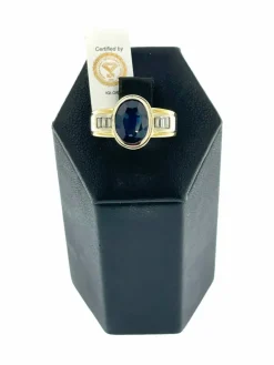 Bague 2 ors saphir 2.85ct et diamants certificat IGI