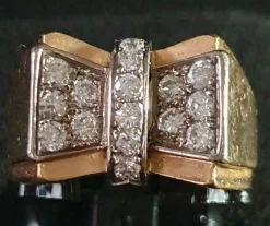 BAGUE PAPILLON OR JAUNE et DIAMANTS - EPOQUE 1945/1947