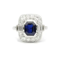 Bague - Platine, Diamants & Saphir