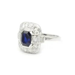 Bague - Platine, Diamants & Saphir