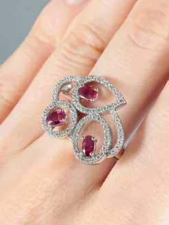 Bague 3 Rubis et Diamants