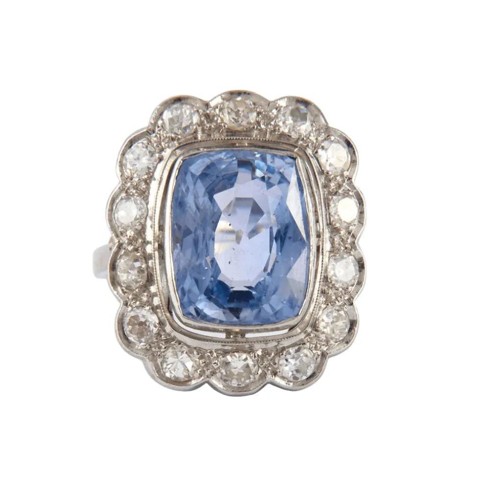 Bague 1930 Saphir Diamants