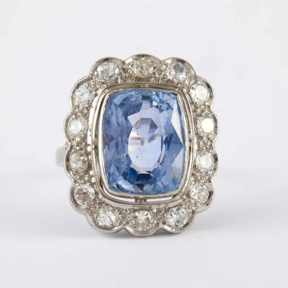 Bague 1930 Saphir Diamants
