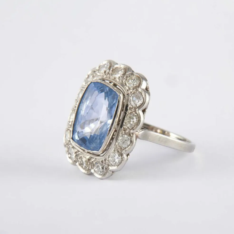 Bague 1930 Saphir Diamants
