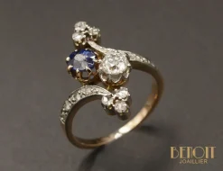 Bague 1900 saphir diamants