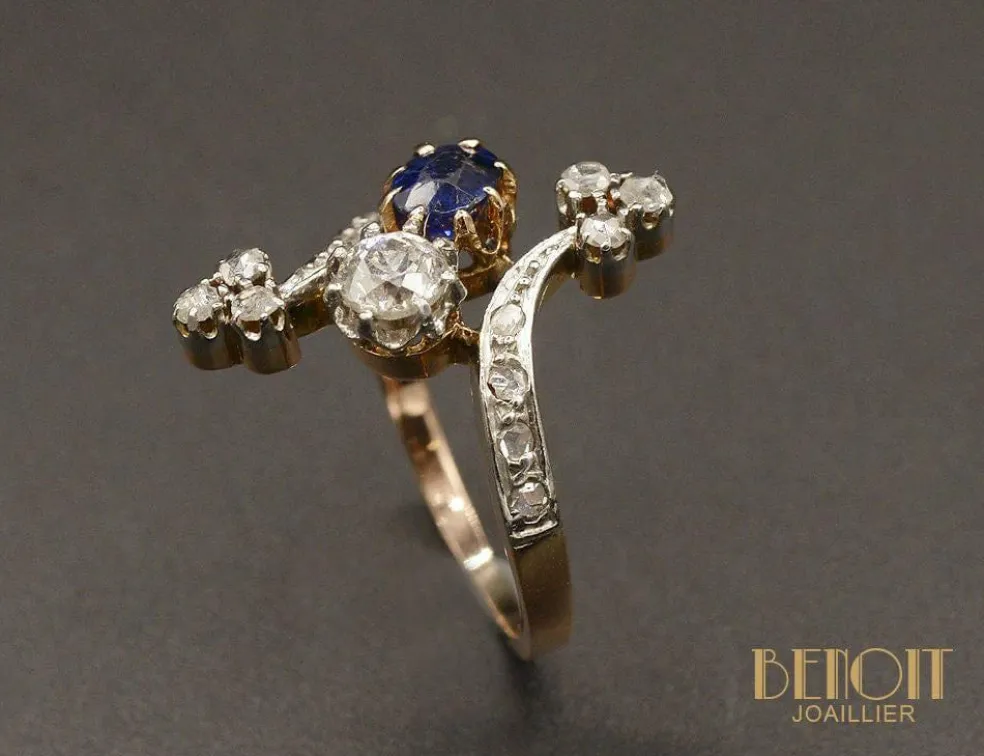 Bague 1900 saphir diamants